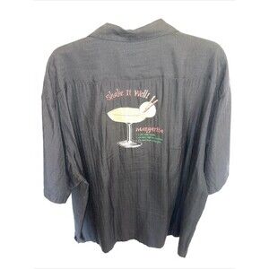 Koko Island Embroderied Shirt Men’s Size XL Black Silk Blend Button Up